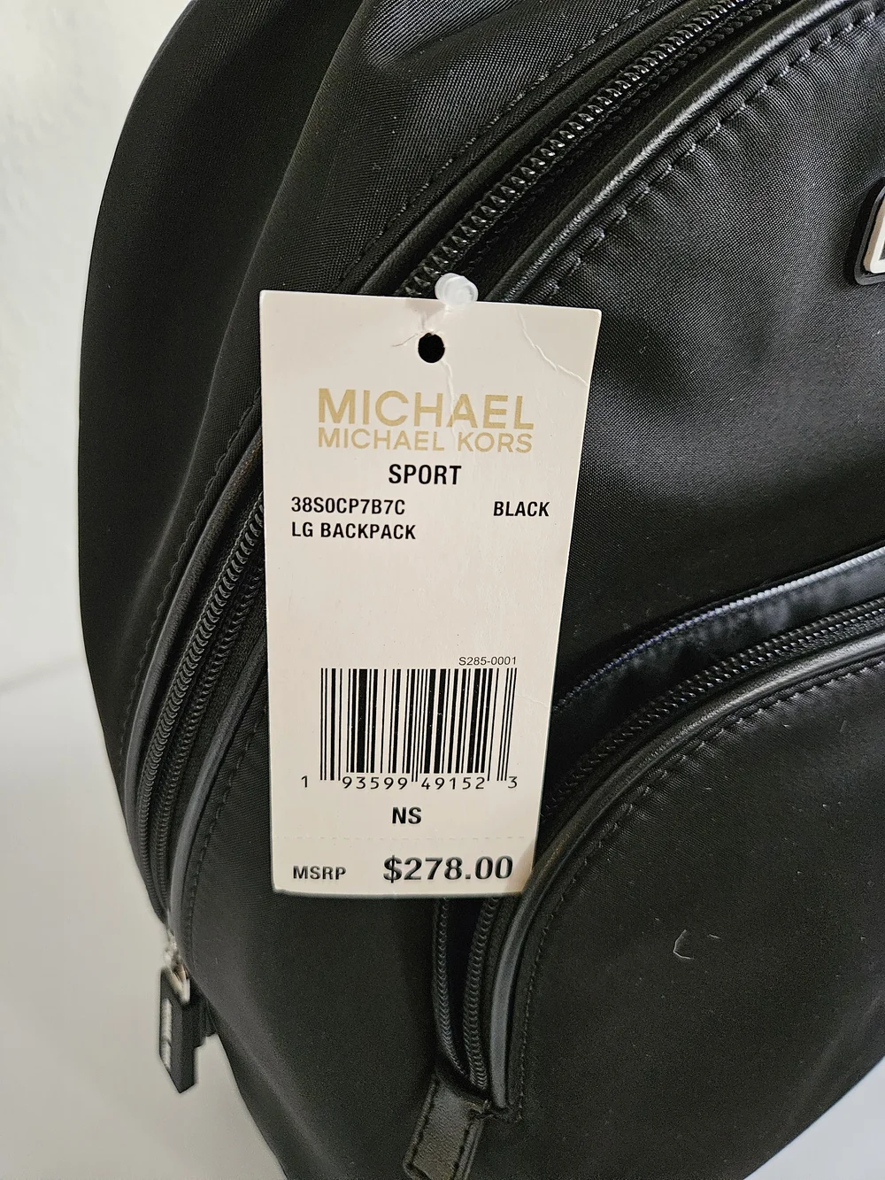 Michael Kors Black Nylon Logo Accent Backpack